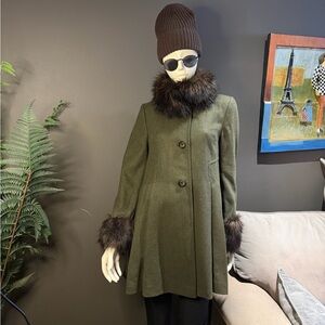 Topshop Short Coat with Faux Fur Collar and Cuffs